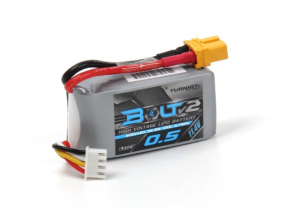 Turnigy Bolt V2 500mAh 3S 11.4V 65-130C High Voltage Lipo (LiHV) Turnigy Bolt V2 500mAh 3S 11.4V 65-130C High Voltage Lipo (LiHV)