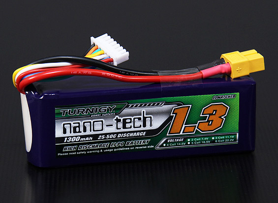 Turnigy nano-tech 1300mAh 6S1P 25~50C Lipo Pack (Trex450/Rave/E4 Turnigy nano-tech 1300mAh 6S1P 25~50C Lipo Pack (Trex450/Rave/E4