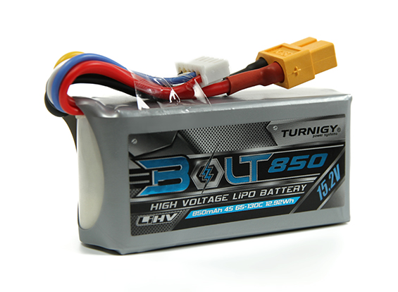 Turnigy Bolt 850mAh 4S V2 15.2V 65-130C High Voltage Lipo (LiHV) Turnigy Bolt 850mAh 4S V2 15.2V 65-130C High Voltage Lipo (LiHV)