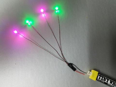 4 LED Harness of Tiny Whoop LED - 2Pink 2Green 4 LED Harness of Tiny Whoop LED - 2Pink 2Green