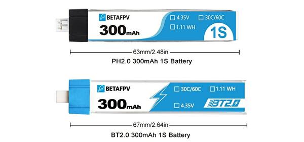 Beta FPV BT2.0 300mAh 1S 30C Battery - ウインドウを閉じる