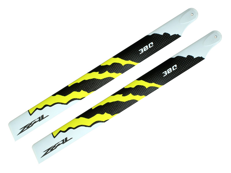 ZEAL Carbon Fiber main blades 380mm Energy (Yellow) - Goblin 380 ZEAL Carbon Fiber main blades 380mm Energy (Yellow) - Goblin 380
