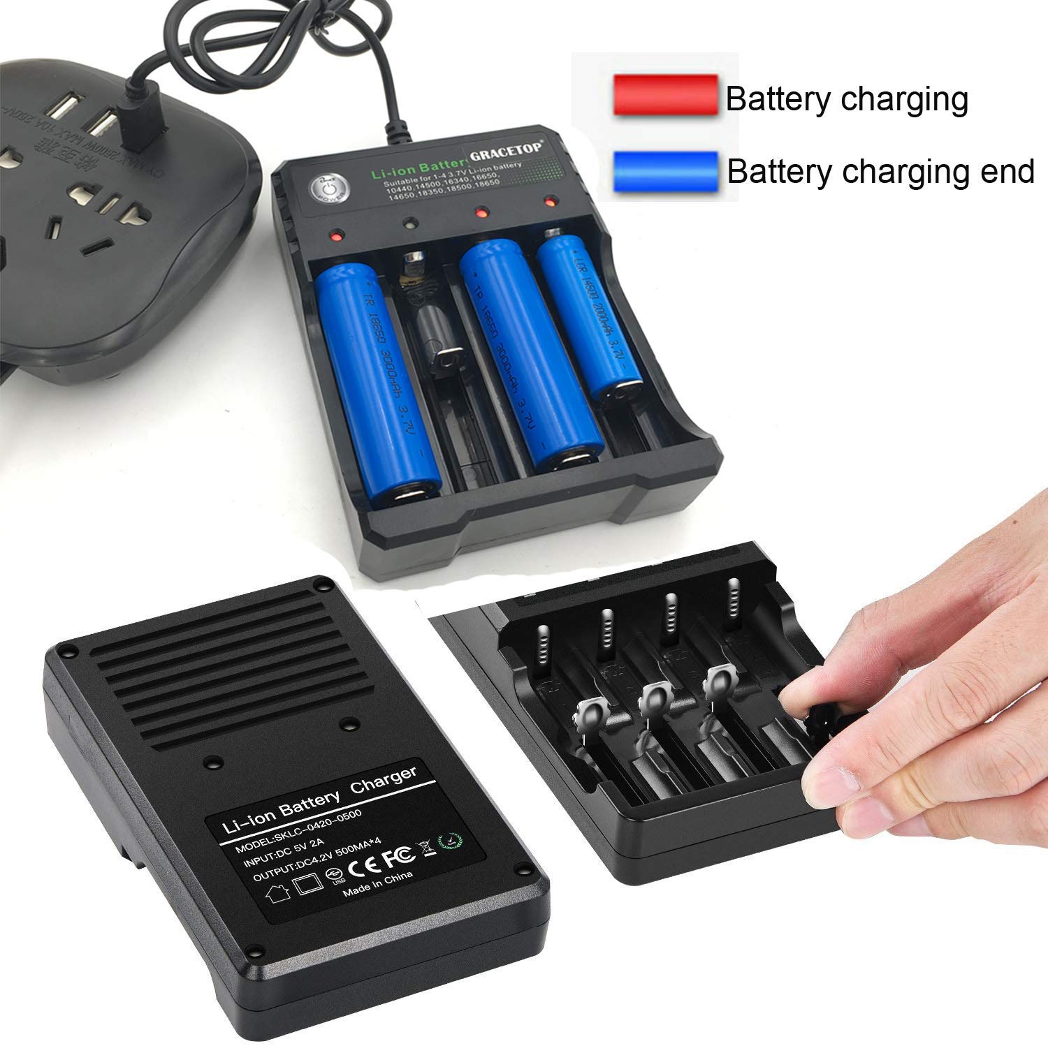 18650リチウムイオン電池 USB充電器（4本タイプ）