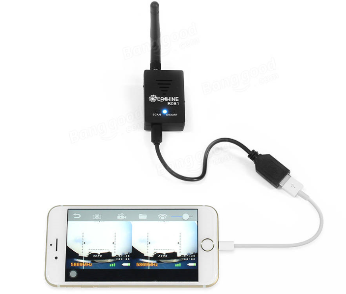 5.8G Eachine R051 FPV AV Receiver Built in Bat For iPhone Androi 5.8G Eachine R051 FPV AV Receiver Built in Bat For iPhone Androi