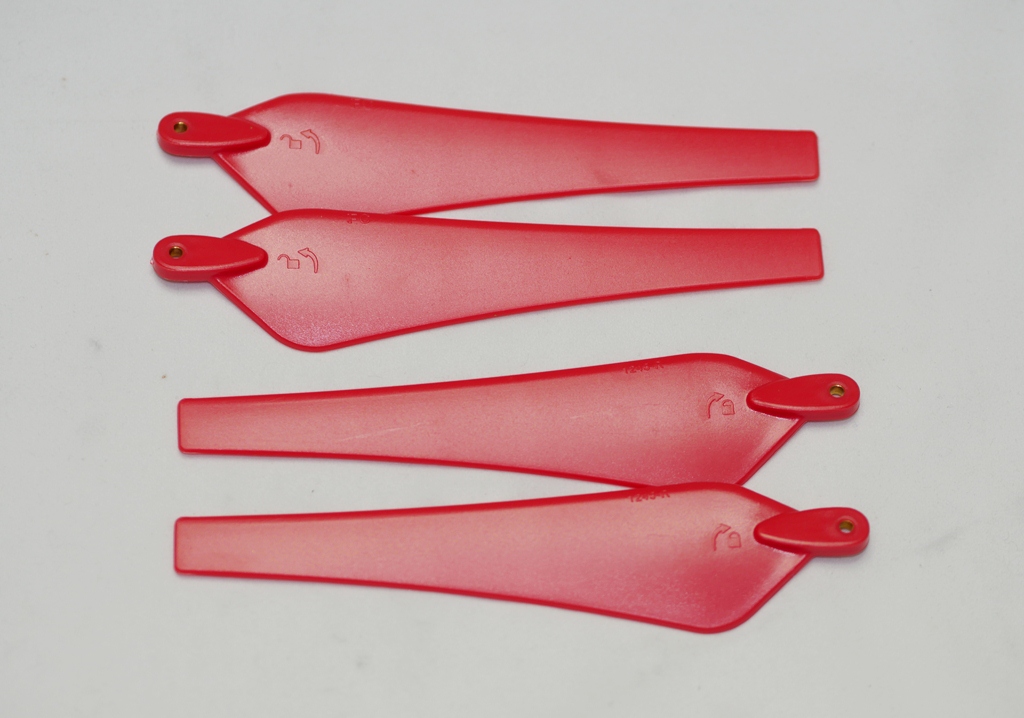 12 x 45" Nylon Folding Propeller Set (one CW, one CCW) Red