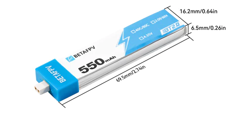 Beta FPV BT2.0 550mAh 1S 40C Battery　4pcs