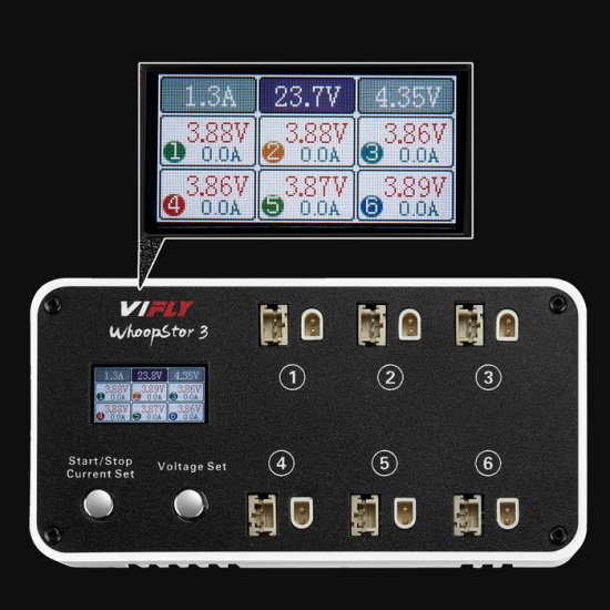 VIFLY WhoopStor3-1S LiPo/LiHV 6 Channel DC/USB-C Battery Charger