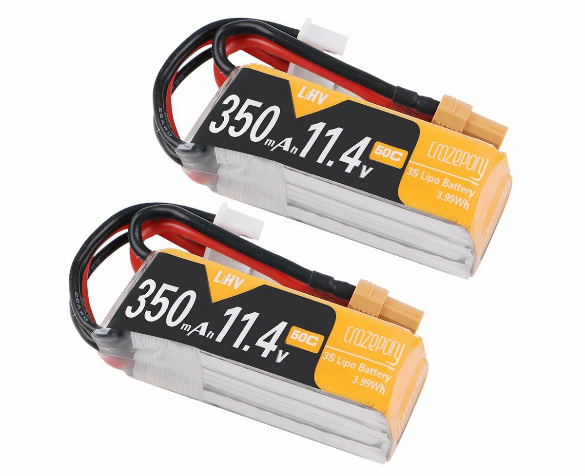 Crazepony 350mAh 11.4V 50C HV LiPo Battery Pack with XT30 (2pc