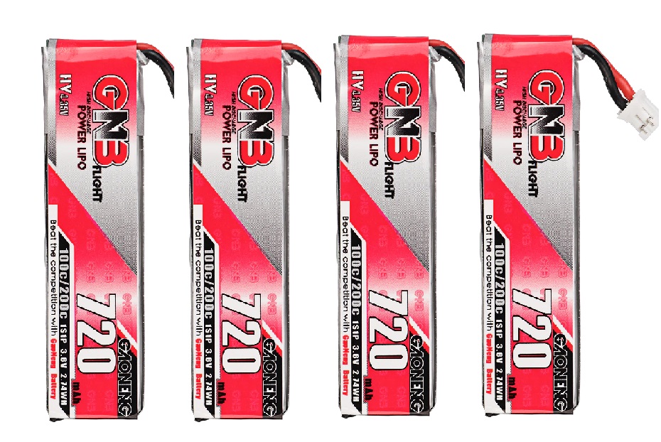 GAONENG HV Lipo Battery 1S 720ｍAh(100C) 4pack