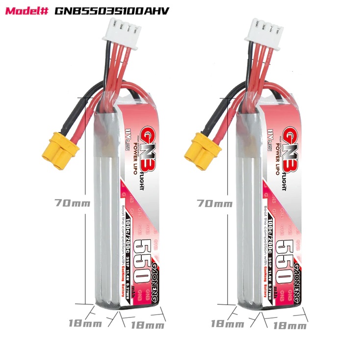 GAONENG HV Lipo Battery 3S 550ｍAh(100C) 2pack