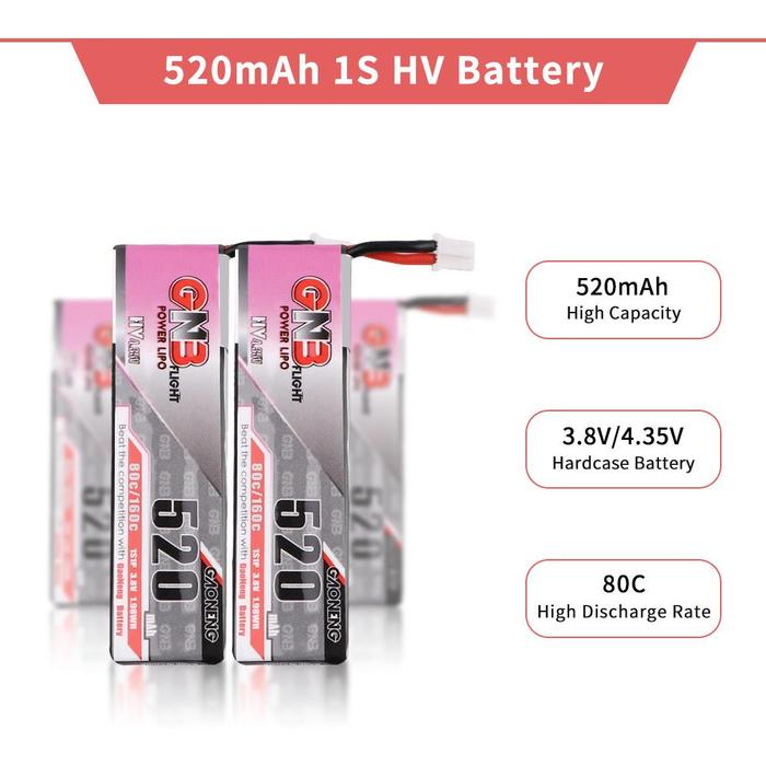 GNB 520mAh 1S 80C Lipo HV Battery 軽量タイプ 4個セット