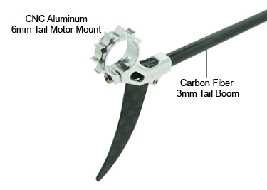CNC AL 6mm Tail Motor Mount w/CF 3mm Tail Boom Set (Silver) - Bl
