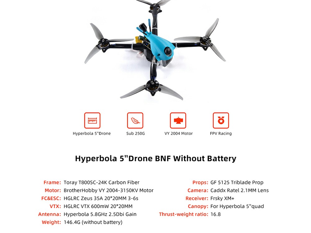 Hyperbola 5 Sub-250G Racing Drone - Frsky [Hyperbola5] - 37,900円 :  ep-models.com, R/C Shopping-site