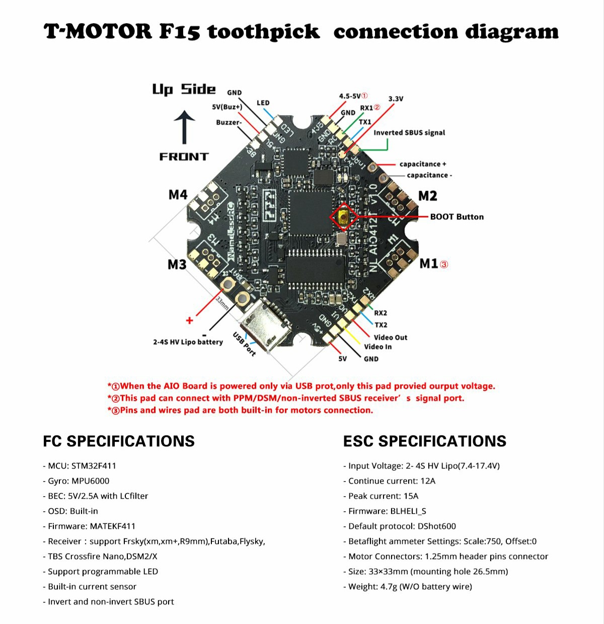 T-Motor F15 110mm F4 OSD 3-4S 3 Inch Toothpick PNP(4S) 完成機 - ウインドウを閉じる