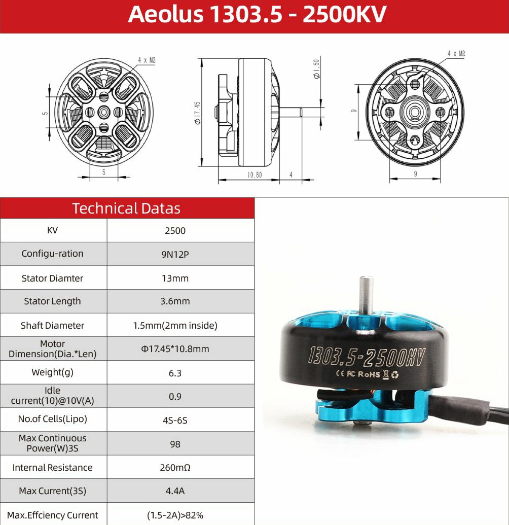 HGLRC Aeolus 1303.5-2500kv Brushless Motor