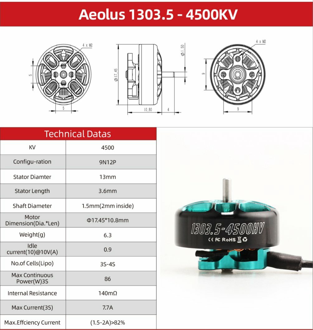 HGLRC Aeolus 1303.5-4500kv Brushless Motor