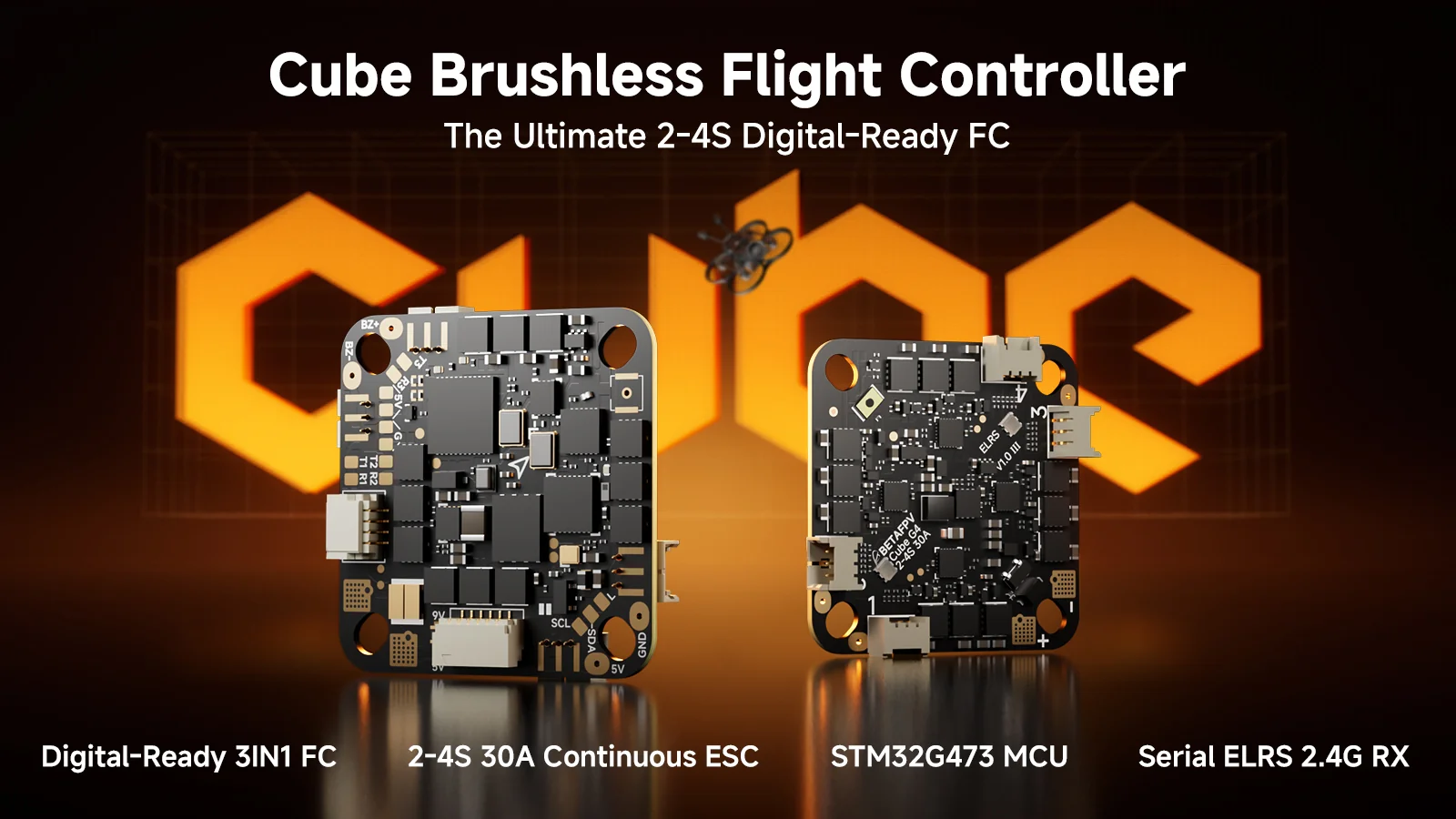 BETAFPV Cube 2-4S 3in1 Brushless Flight Controller ELRS受信機付 BETAFPV Cube 2-4S 3in1 Brushless Flight Controller ELRS受信機付