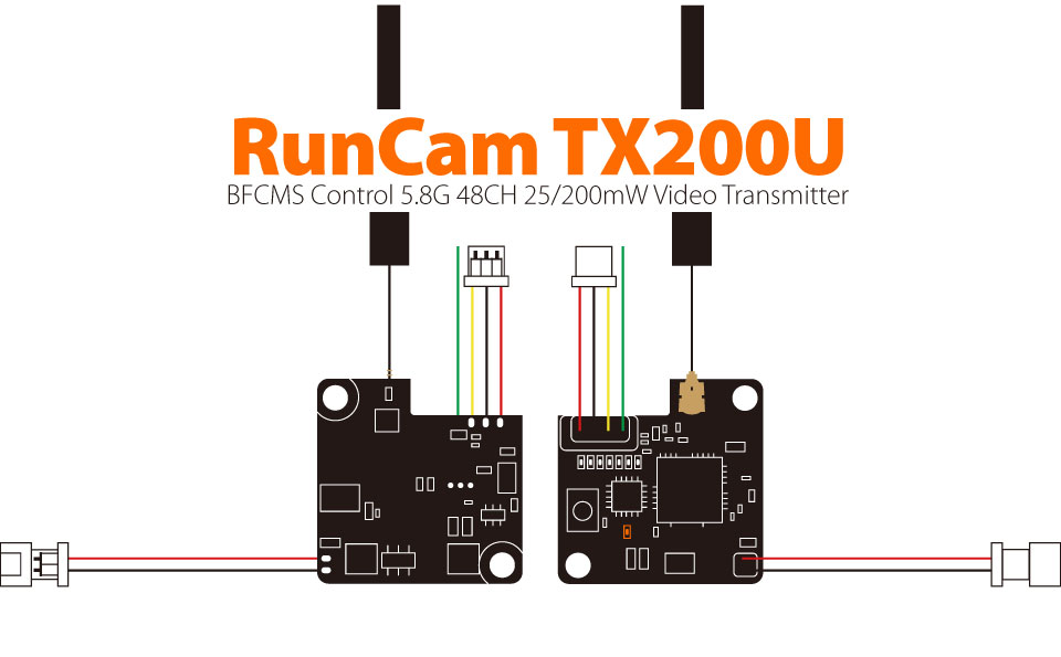 RunCam TX200U With BFCMS Control 5.8G 48CH 25/200mW Video Transi - ウインドウを閉じる
