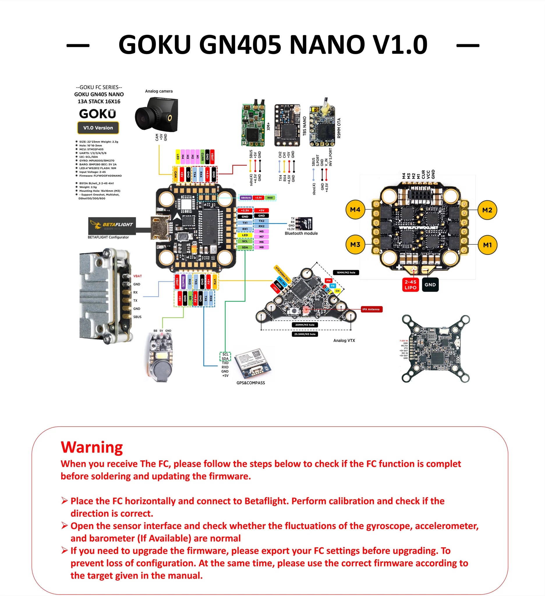 Flywoo GOKU F405 Nano 13A MPU6000 STACK 16mm X 16mm - ウインドウを閉じる