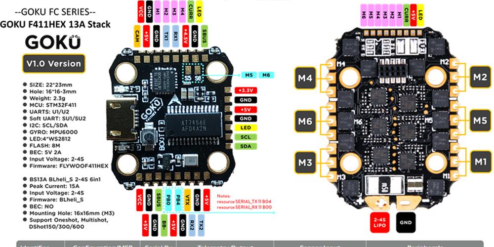 Flywoo GOKU HEX F411 16x16 Flight Controller for Hexacopter