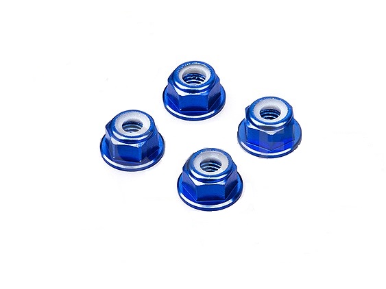 M5 Blue Aluminum Flange Lock Nut (4pcs/bag) - ウインドウを閉じる