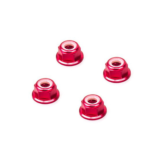 M5 Red Aluminum Flange Lock Nut (4pcs/bag)