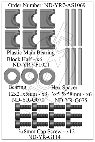 ND-YR7-AS1069 - Main Shaft Bearing Block Set R7