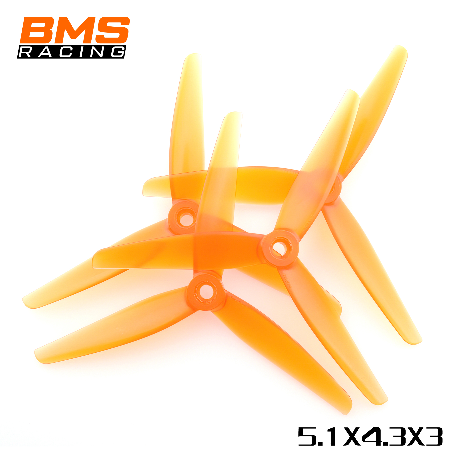 BMS Racing Prop 5.1X4.3X3 (2CW+2CCW)-Poly Carbonate Orange